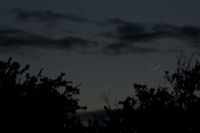 1 day old moon and mercury